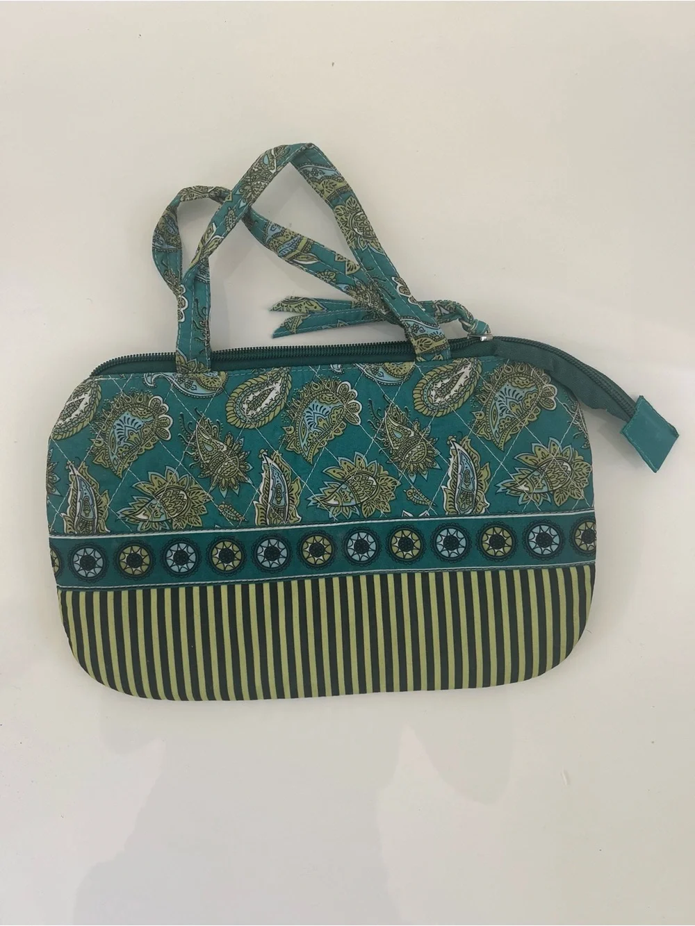 Teal Paisley Print Women’s Makeup bag